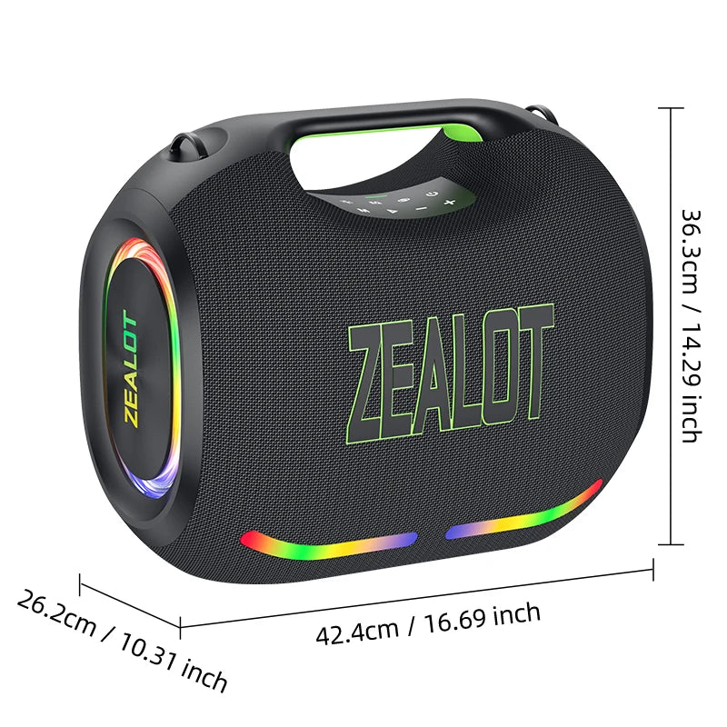ZEALOT-ZE21 High-Power Wireless Speaker 400W Outdoor Portable Bluetooth Speaker 48000mAh Long-Lasting Battery with RGB Lights TWS Subwoofer High Volume Waterproof Bluetooth Speaker