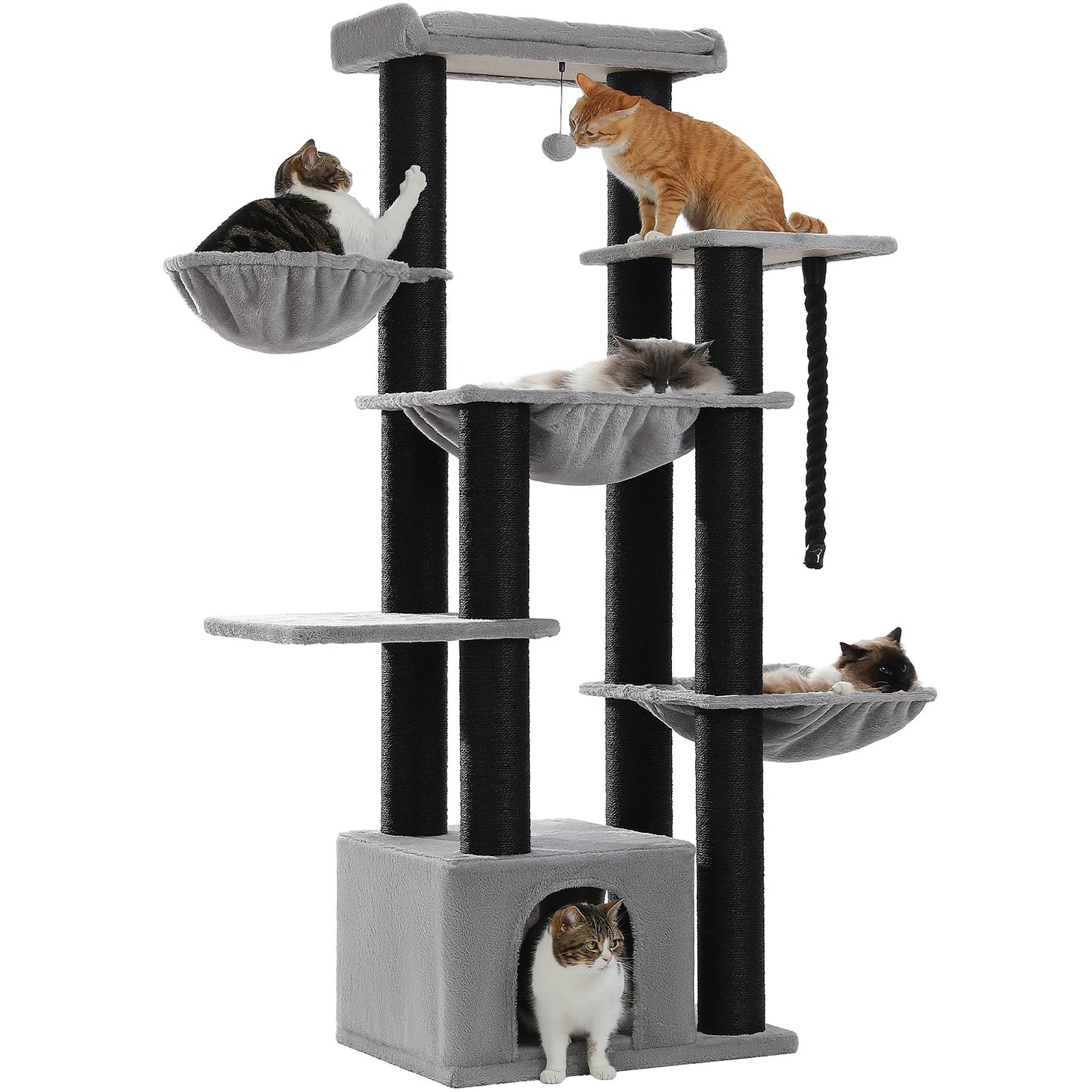PEQULTICN Multi Level Cat Tree With Scratching Posts Cozy Condo