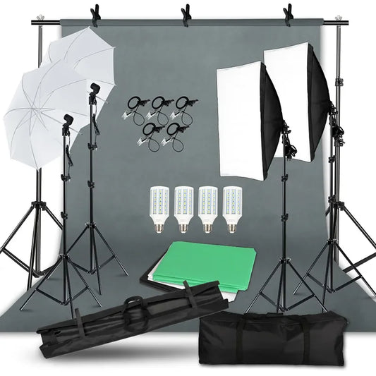 SH Softbox Lighting Kit With 2.6 By 3 Meter Backdrops