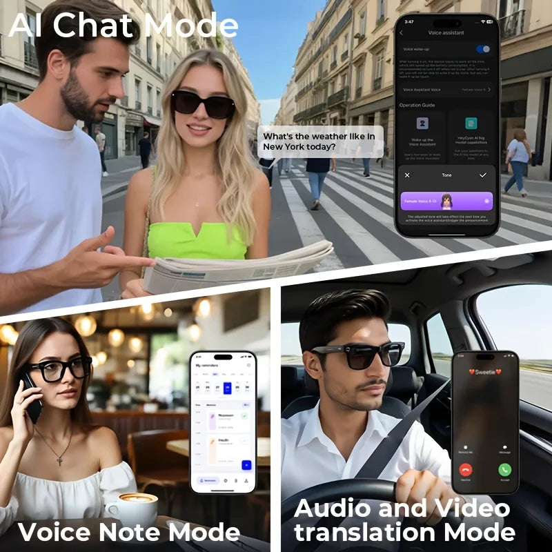 Fecoul AI Translator Camera Glasses With HD Calls And Music
