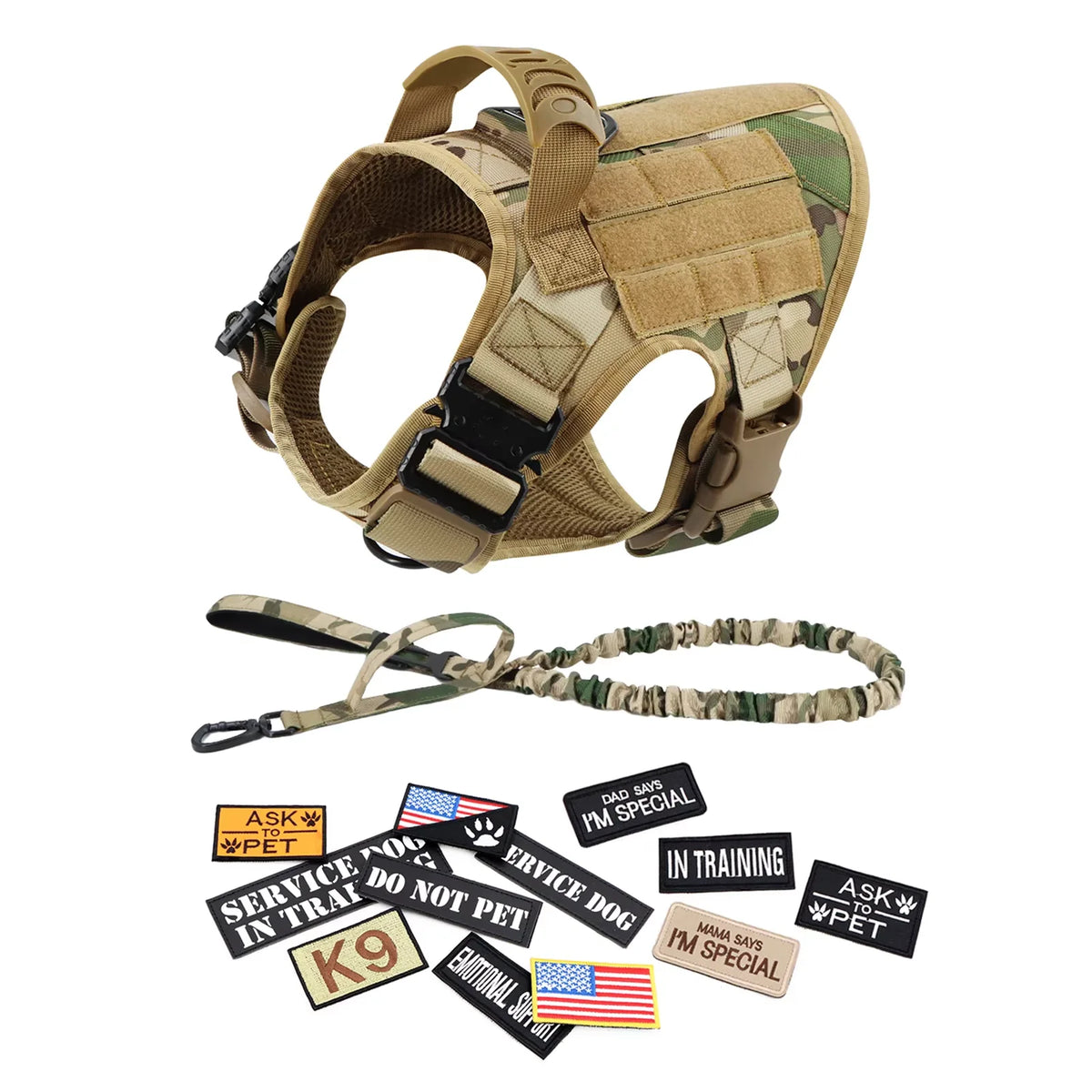 PetraVel Tactical Dog Harness Vest Set With Training Accessories