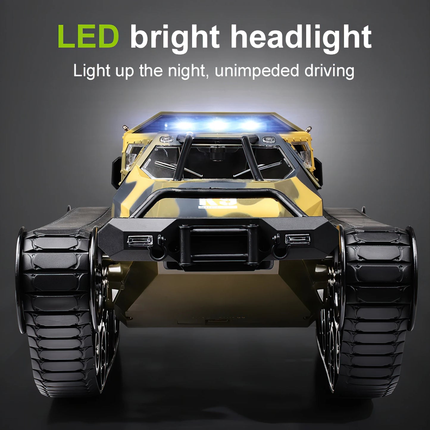 RACENT RC Crawler 1:12 Scale 2.4Ghz Remote Control Tank 4WD 360°Rotating Drifting Car Off-Road All Terrain RC Truck 2 Batteries