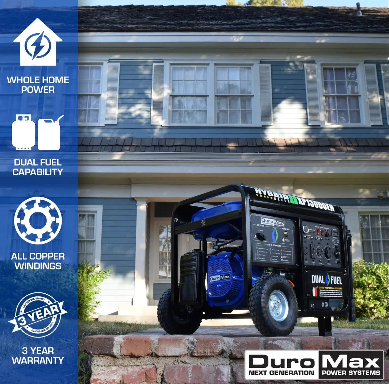 13000 watt portable dual fuel gas propane generator