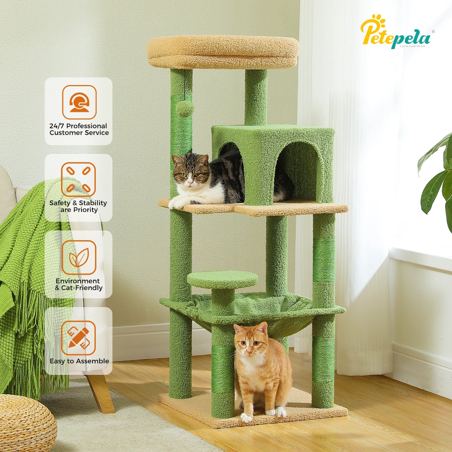 PETEPELACN Cat Tree Indoor Five Level Cat Tower Metal Frame