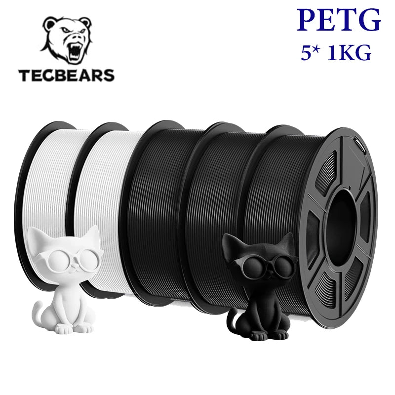 TECBEARS 3D Filament PLA/PETG/High Speed matte petg /abs/silk/HSMPLA/PLA Plus/pla 5kg 1.75mm 3D Printer Filament for 3D Printer