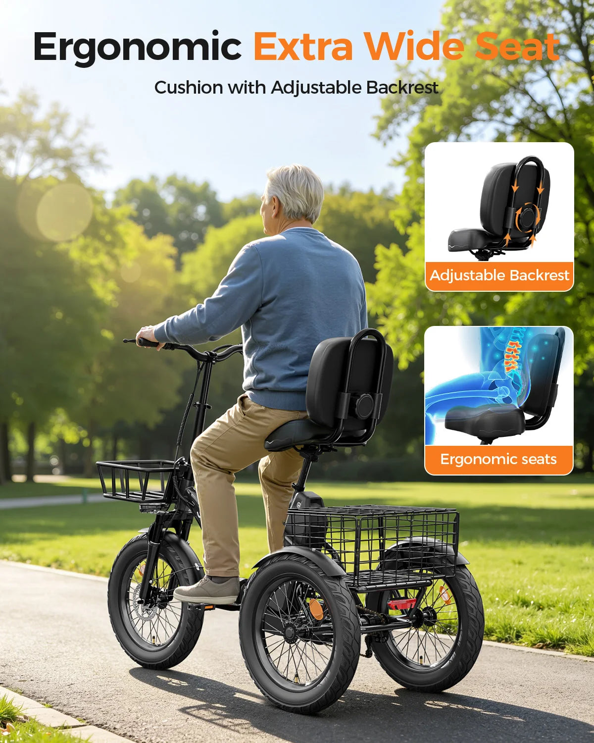 Spacewalk Electric Trike With Foldable Frame And Fat Tires