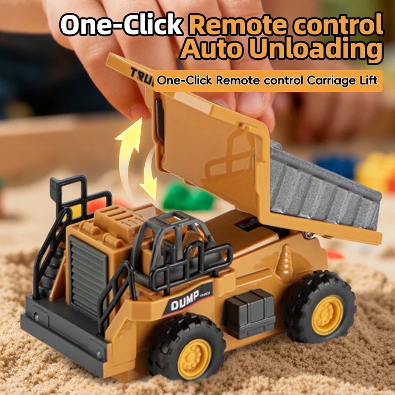 2026New Full-Scale Mini Excavator Tipper Truck 1:64 Remote Control Engineering Vehicle Mini Forklift Birthday Gift Toy RC Trucks