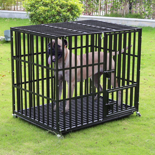 BINGOPAW Heavy Duty Dog Cage With Removable Tray And Wheels