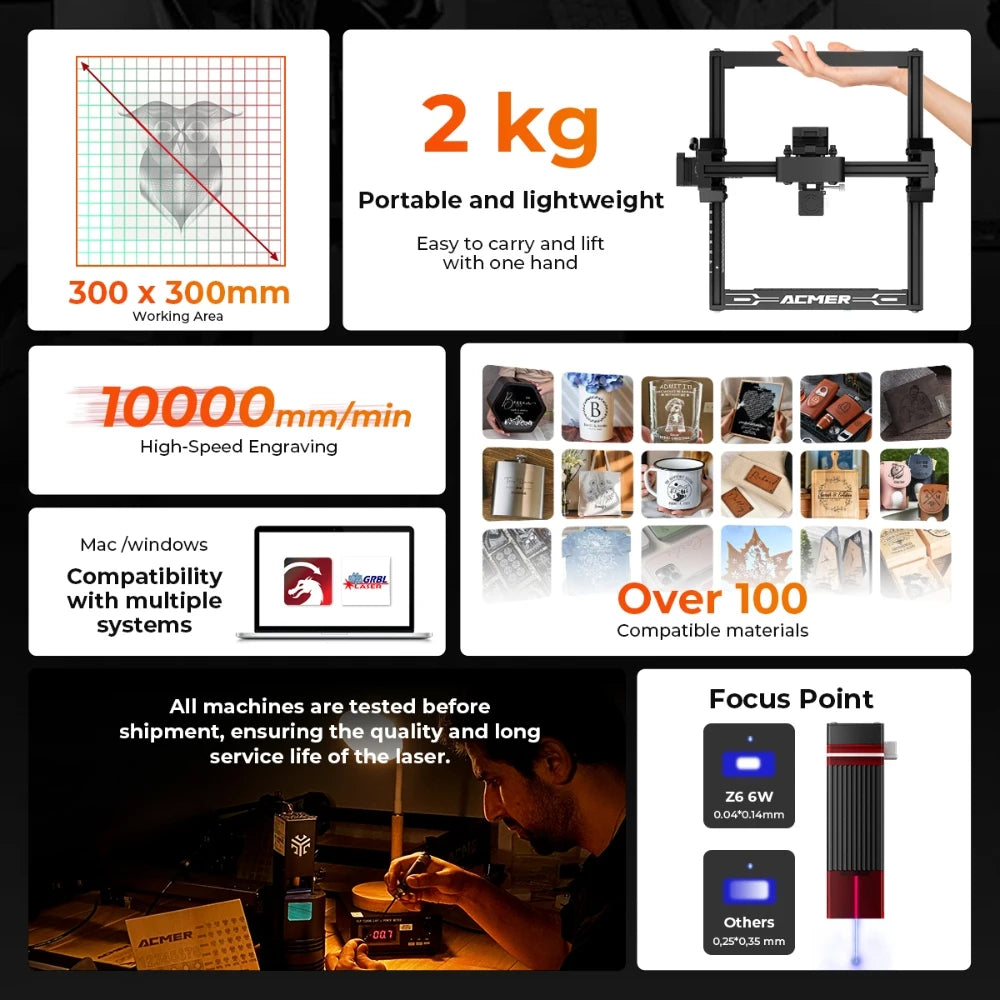 ELIDOR Z6 6W Laser Engraver And Cutter For Wood Acrylic Leather