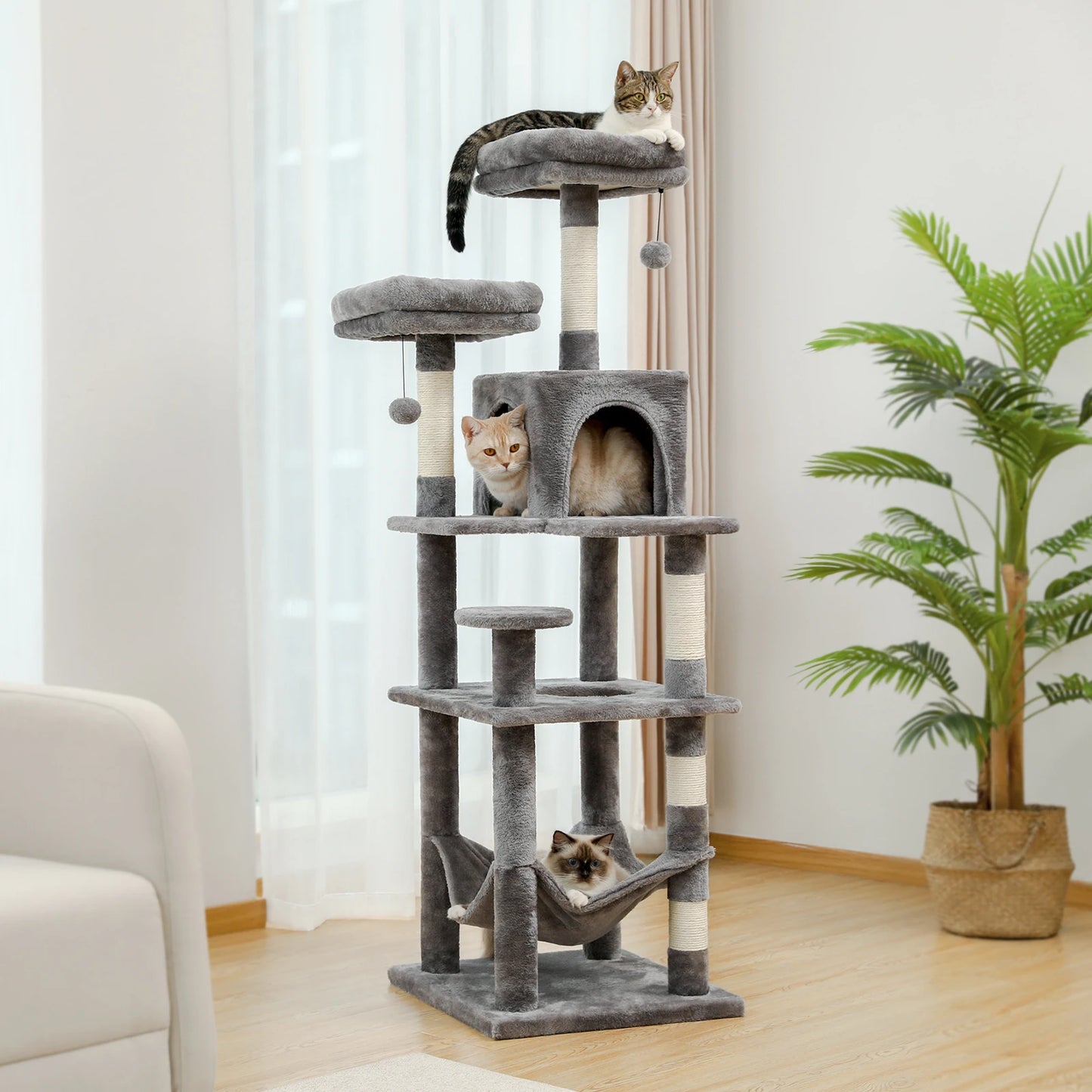 PEQULTICN Multi Level Cat Tree With Scratching Posts