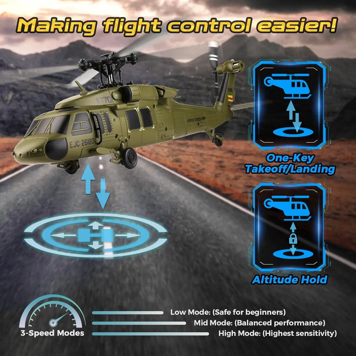 WLtoys K170 Brushless RC Helicopter Featuring Black Hawk Design