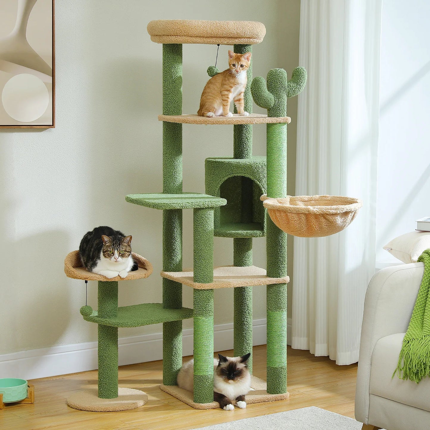 PEQULTICN Multi Level Cat Tree with Scratching Posts and Hammock