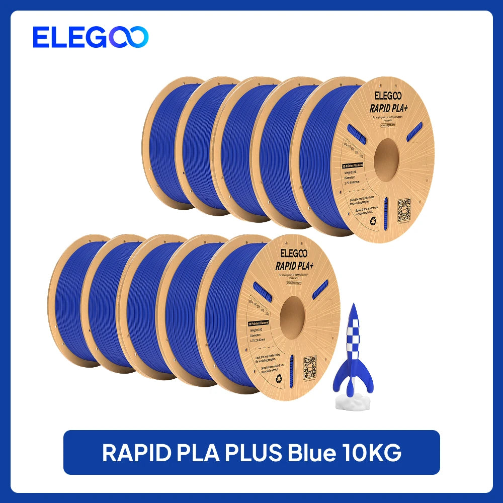 ELEGOO Rapid PLA Plus Filament 1.75mm, 3D Printer Filament for 30-600 MM/s High Speed Printing, 4 Pack 1kg Spool(2.2lbs)