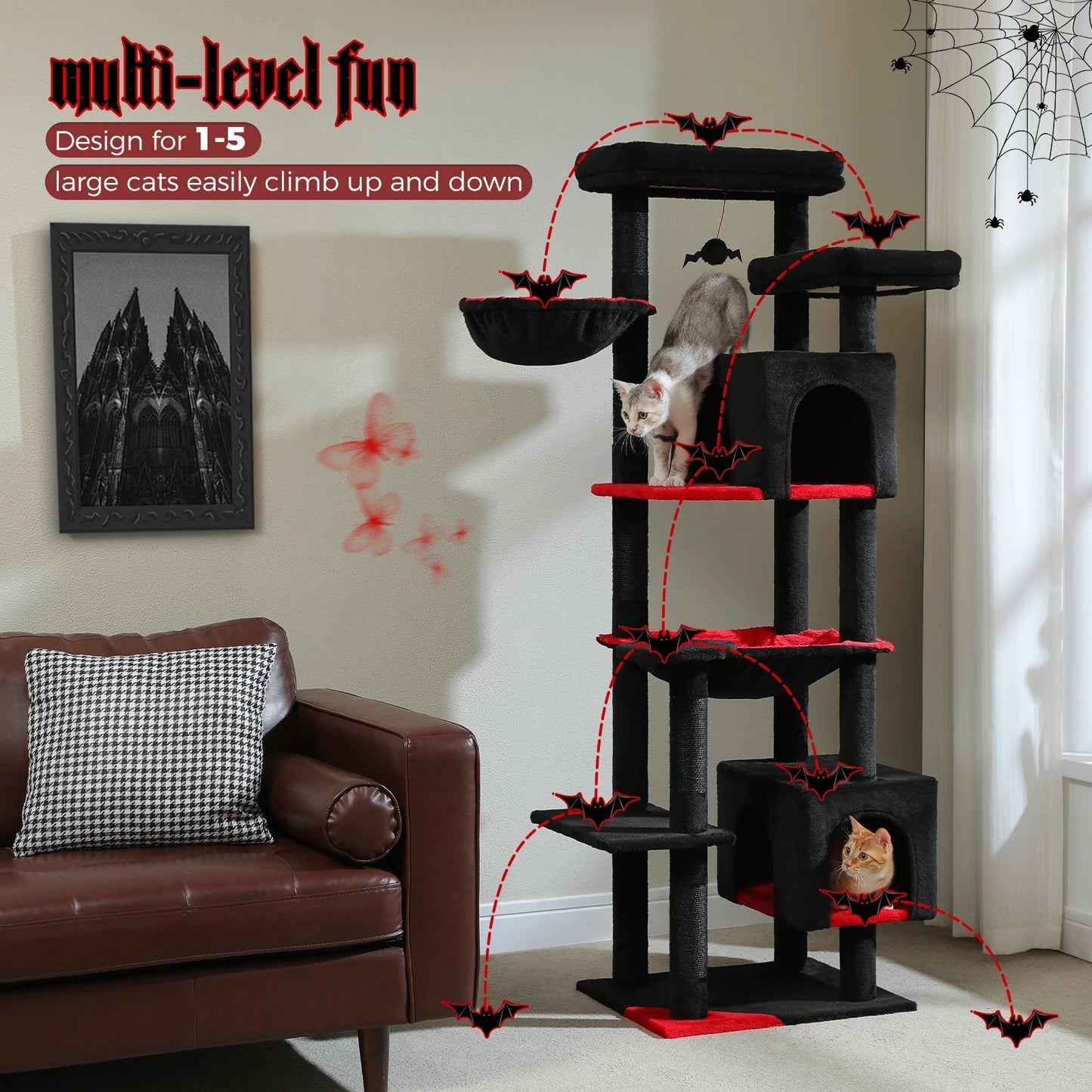 PEQULTICN Indoor Multi Level Cat Tree With Scratching Posts