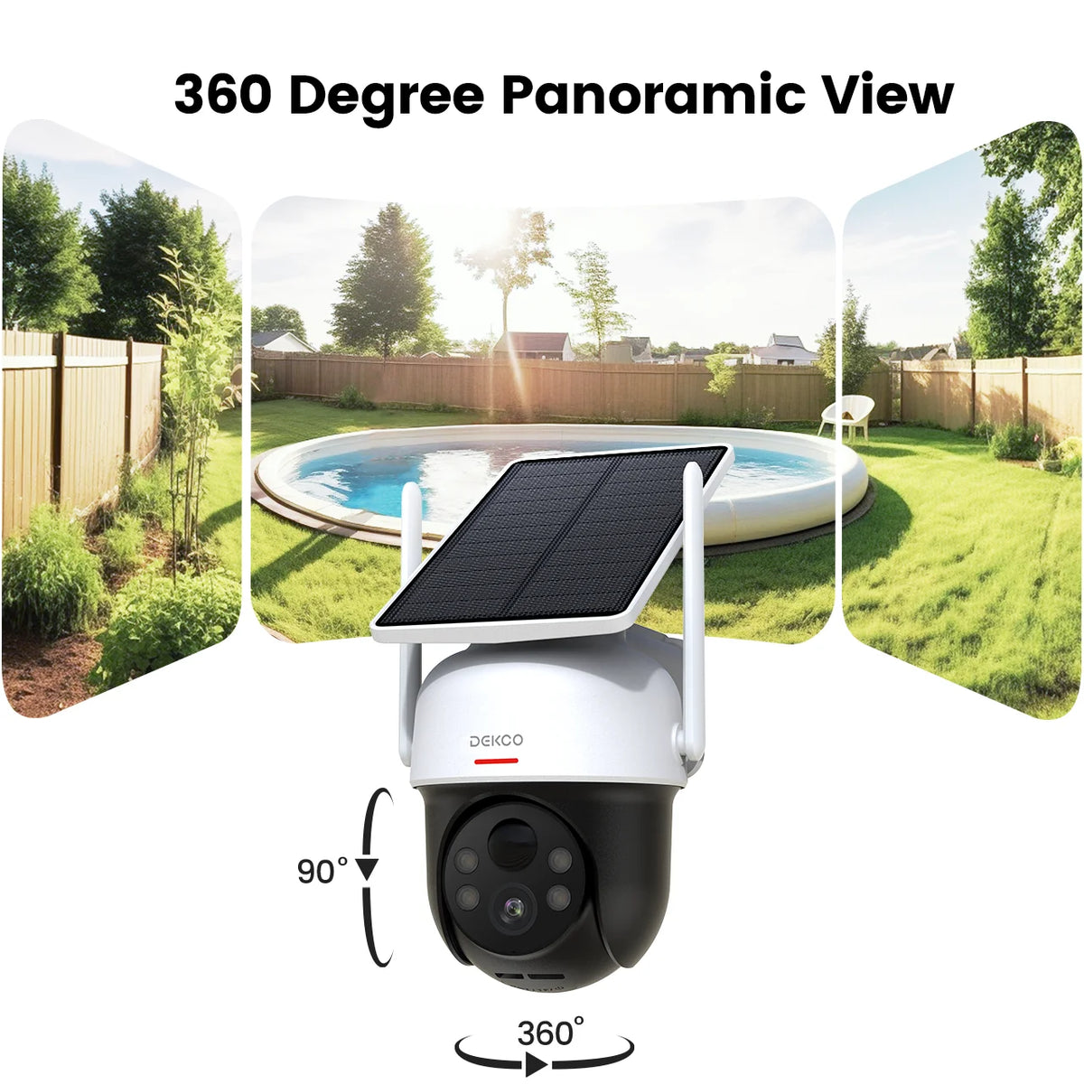 Dekco 3MP Solar Wireless Security Camera With Night Vision