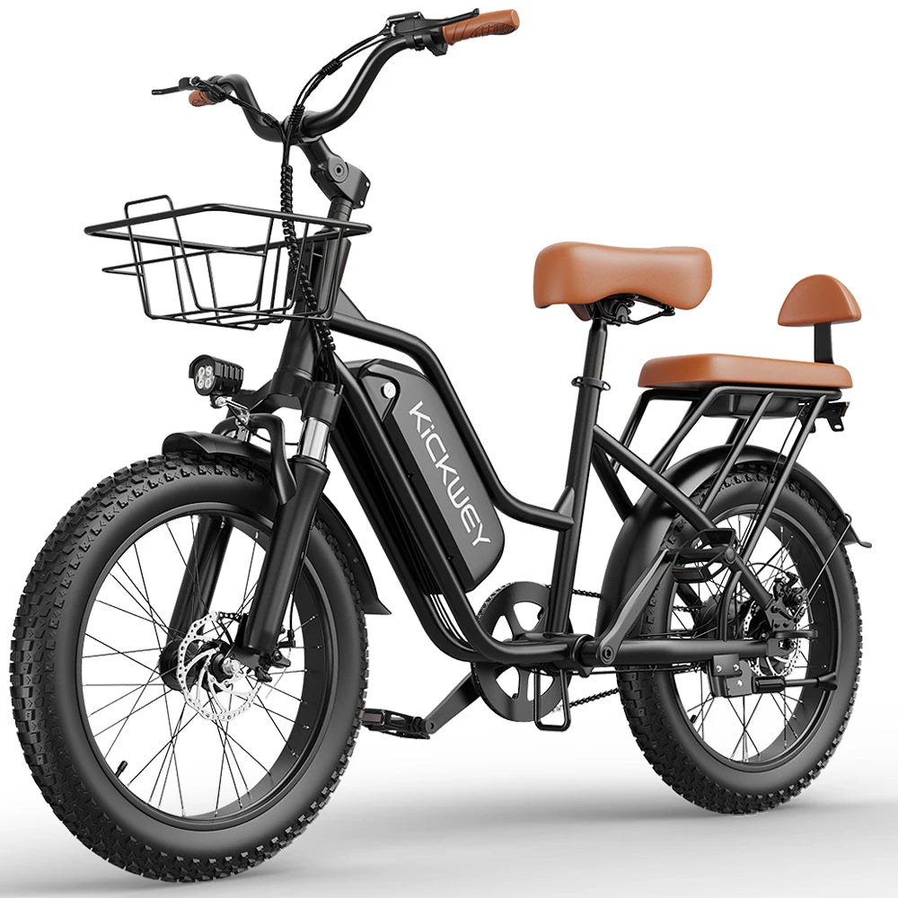 Kickwey 1500W Electric Bicycle Dual Seat Fat Tire Road Ebike