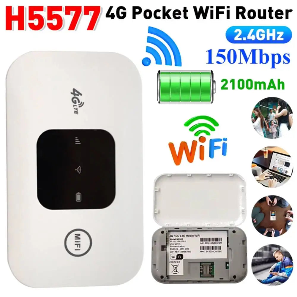 4G Pocket WiFi Router 150Mbps Mobile Hotspot SIM Slot