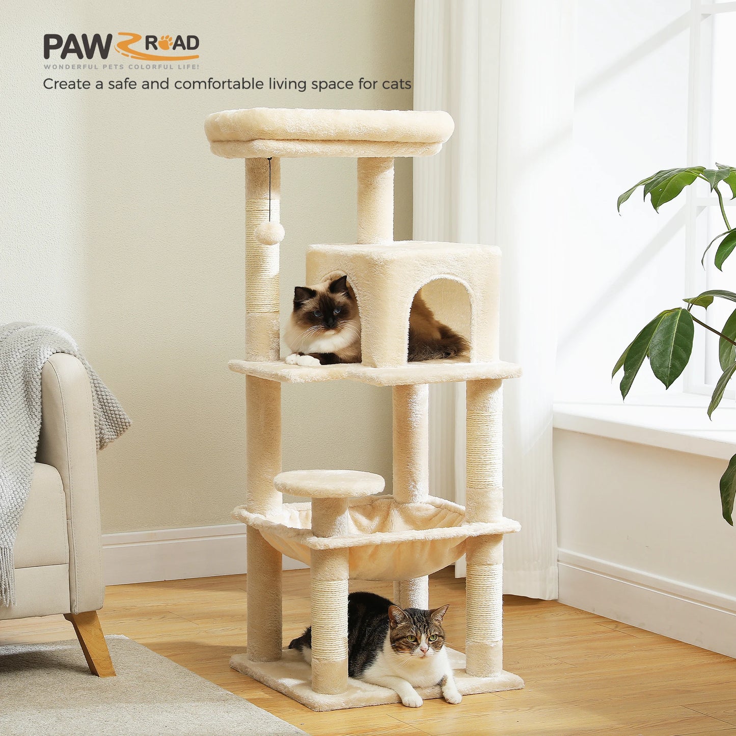 PETEPELACN Cat Tree Indoor Five Level Large Cat Tower