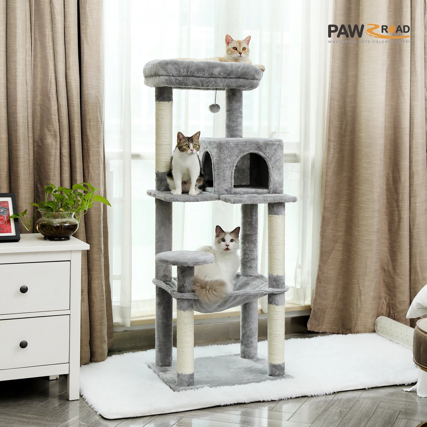 PAWZ Road Cat Tree Five Level Indoor Tower Hammock