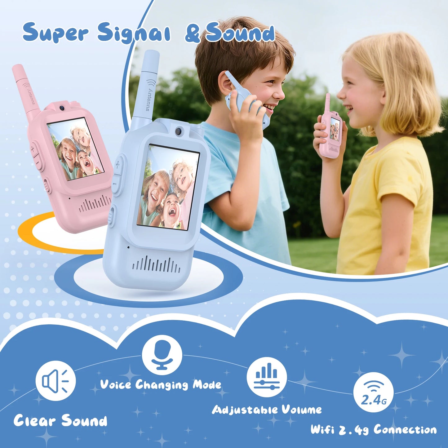 NONECN Kids Video Walkie Talkies 2 Pack With HD Camera