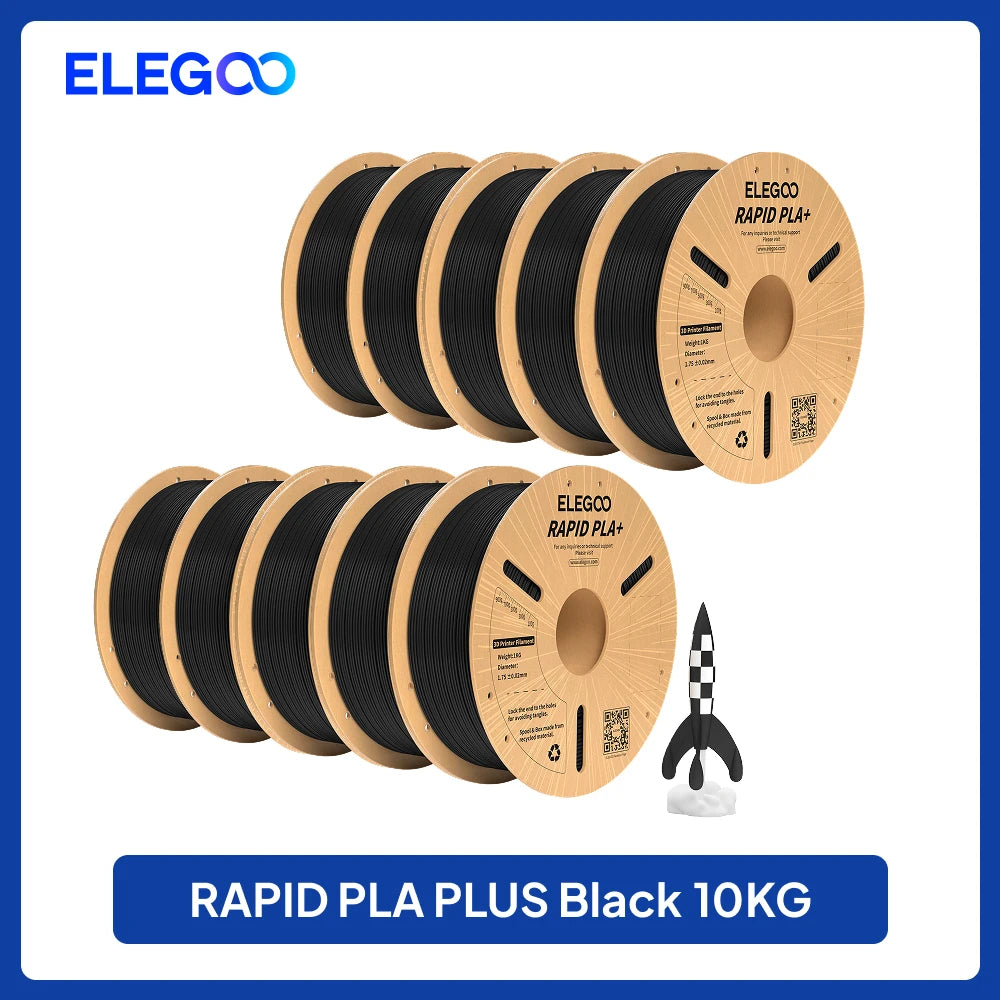 ELEGOO Rapid PLA Plus Filament 1.75mm, 3D Printer Filament for 30-600 MM/s High Speed Printing, 4 Pack 1kg Spool(2.2lbs)
