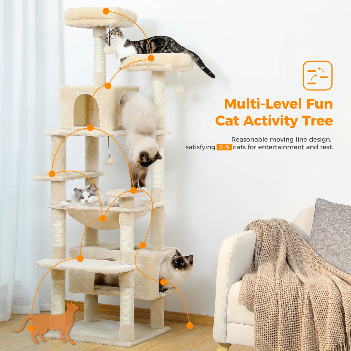 PAWZ Road Cat Tree With Sisal Scratching Posts And Condos