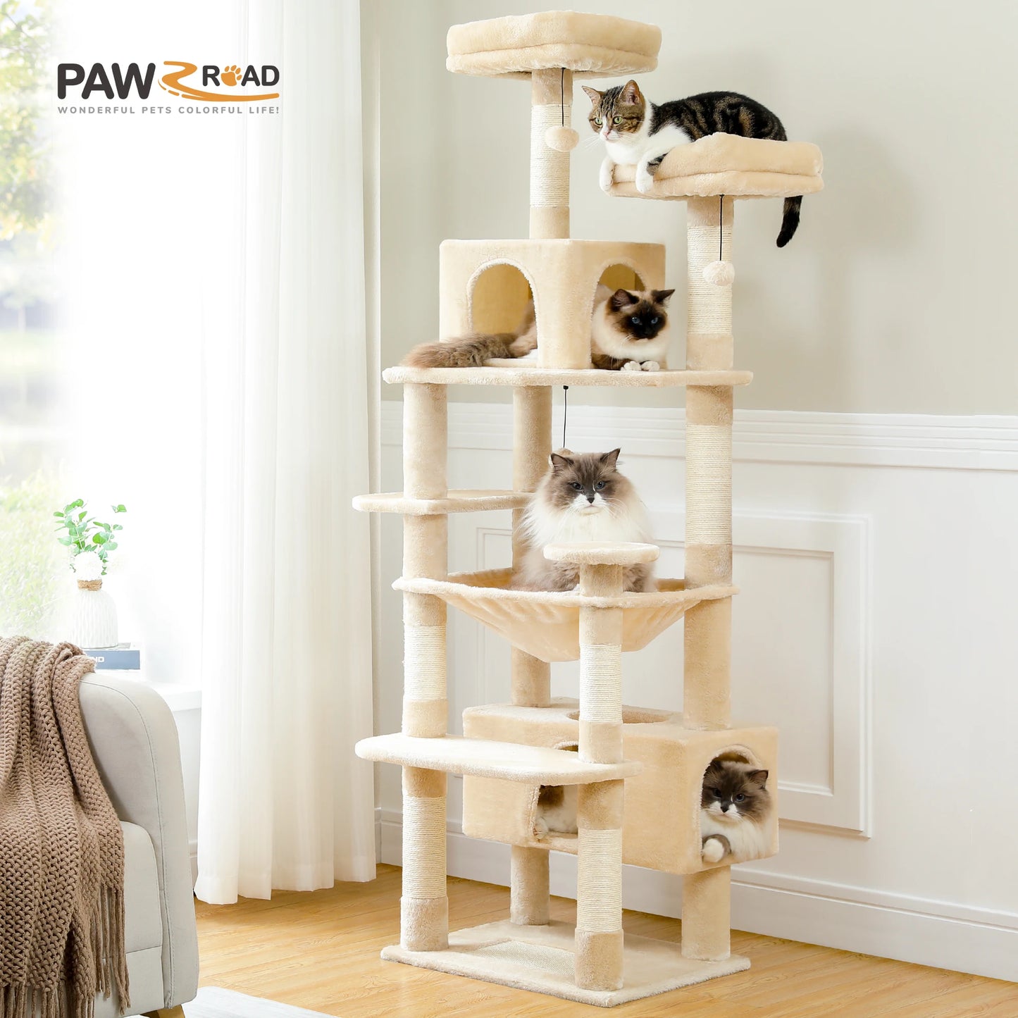 PEQULTICN Multi Level Cat Tree Tower With Scratching Posts