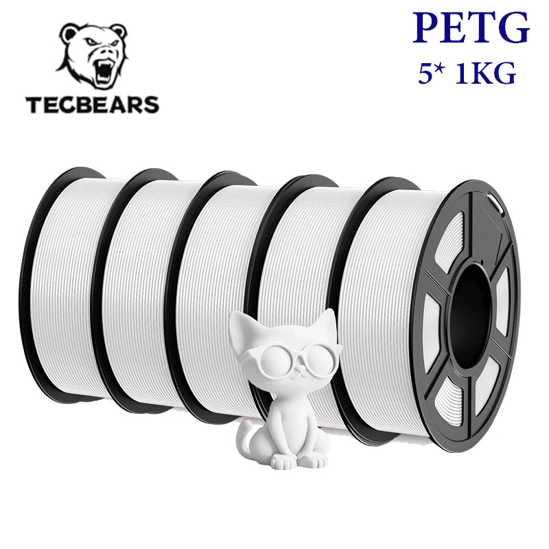 TECBEARS 3D Filament PLA/PETG/High Speed matte petg /abs/silk/HSMPLA/PLA Plus/pla 5kg 1.75mm 3D Printer Filament for 3D Printer
