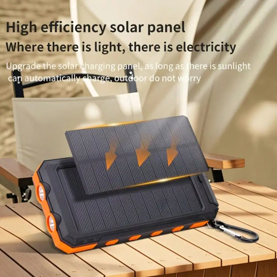 Solar Power Bank Charger With USB C And LED Flashlight