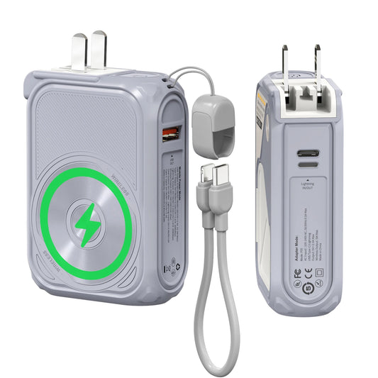 PRUNUS Magnetic Wireless Power Bank With Fast Charging Cables