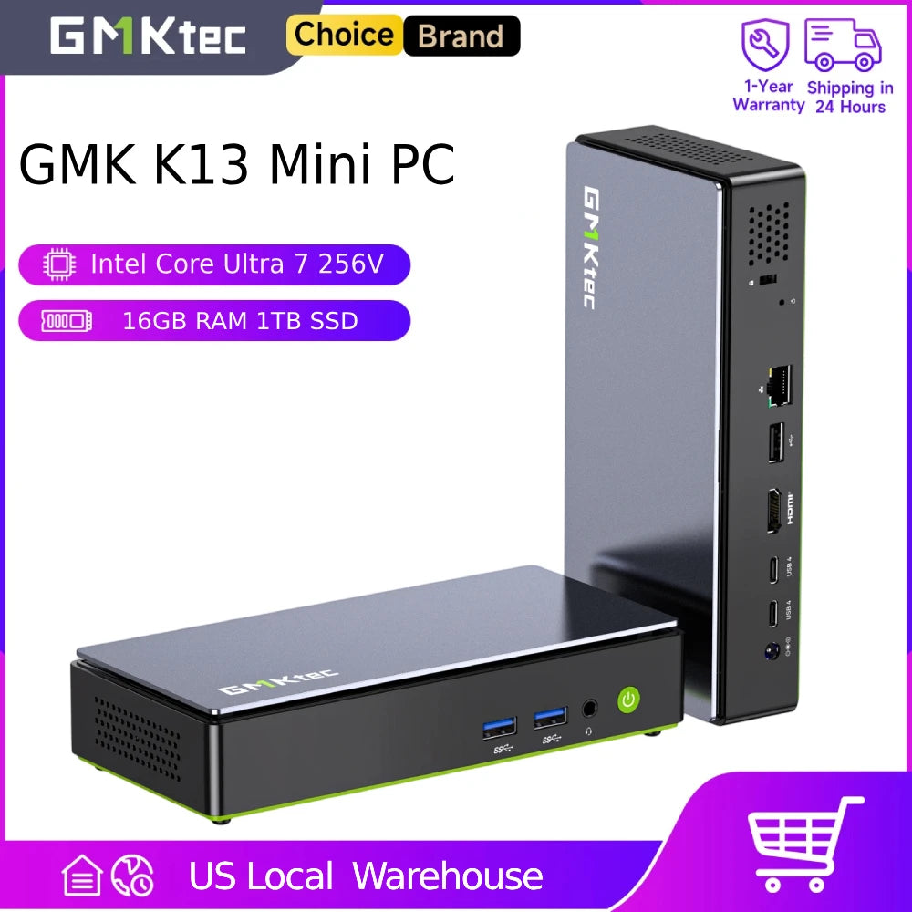 GMKtec K13 Gaming Mini Pc Intel ®   Core ™   Ultra 7 16Gb Ram 1Tb Ssd 256V Dual 2.5g Lan Desktop Mini Computers Wifi 6E/Bt5.2 Usb-C