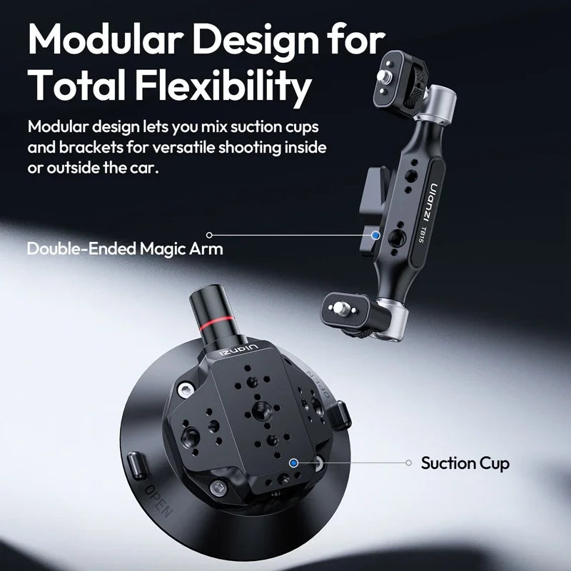 Ulanzi TB15 Car Holder Mount Camera Suction Cup for Gopro Insta 360 DJI Action Camera Phone DSLR with 1/4 3/8 Camera Accessories