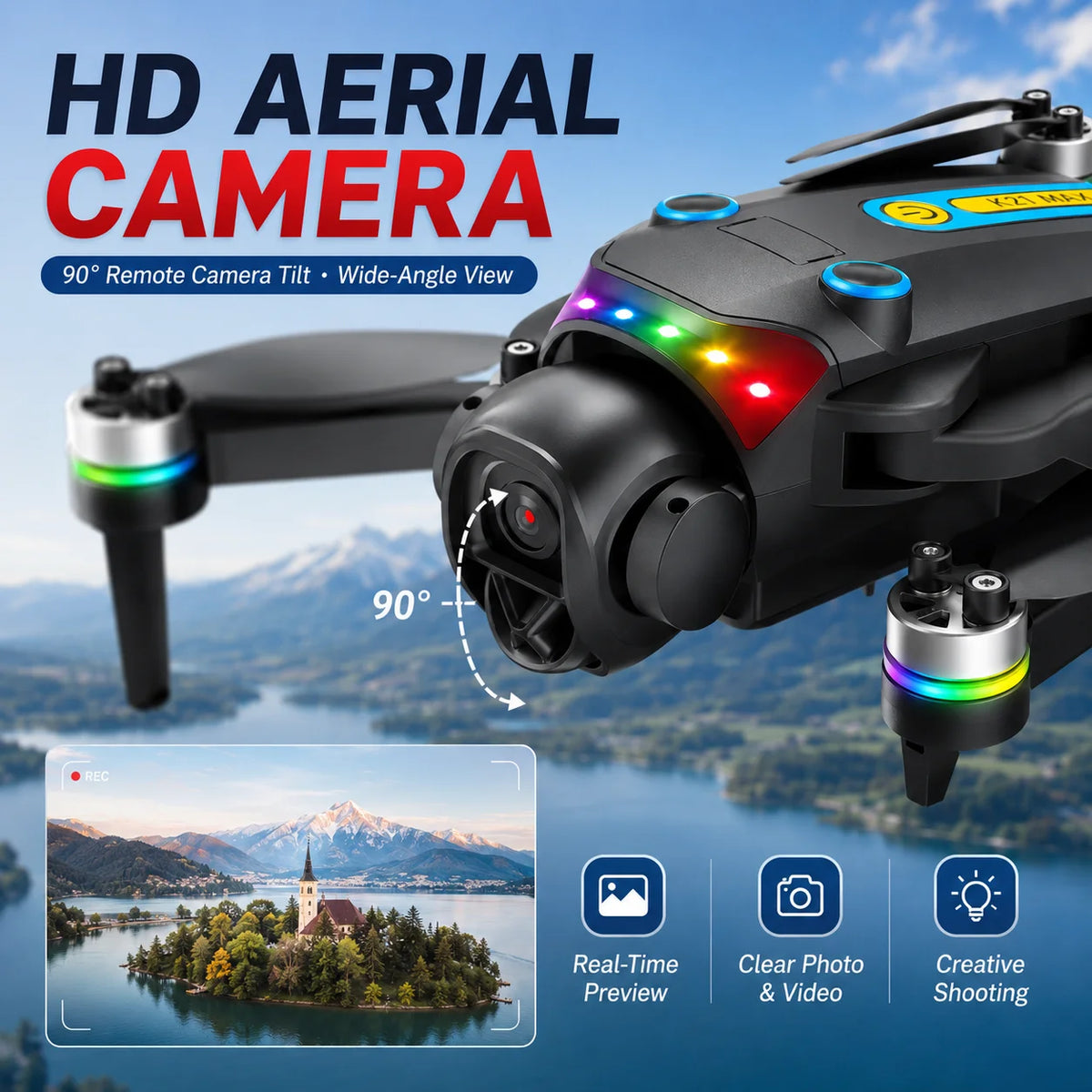 ZNLYRION RC Drone Optical Flow Headless Mode 360 Stunt Roll