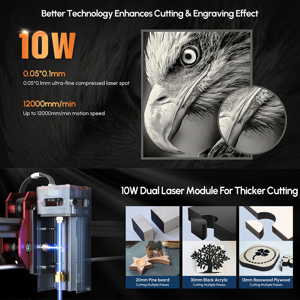 AlgoLaserCNC CNC Laser Cutter Engraver With WiFi And Offline PWM