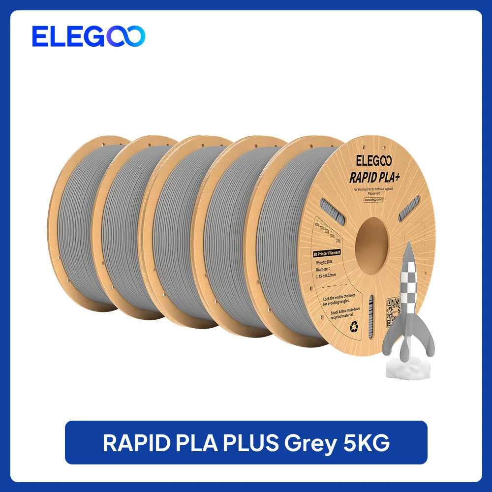 ELEGOO Rapid PLA Plus Filament 1.75mm, 3D Printer Filament for 30-600 MM/s High Speed Printing, 4 Pack 1kg Spool(2.2lbs)