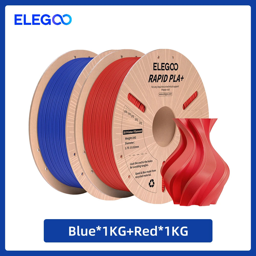 ELEGOO Rapid PLA Plus Filament 1.75mm, 3D Printer Filament for 30-600 MM/s High Speed Printing, 4 Pack 1kg Spool(2.2lbs)
