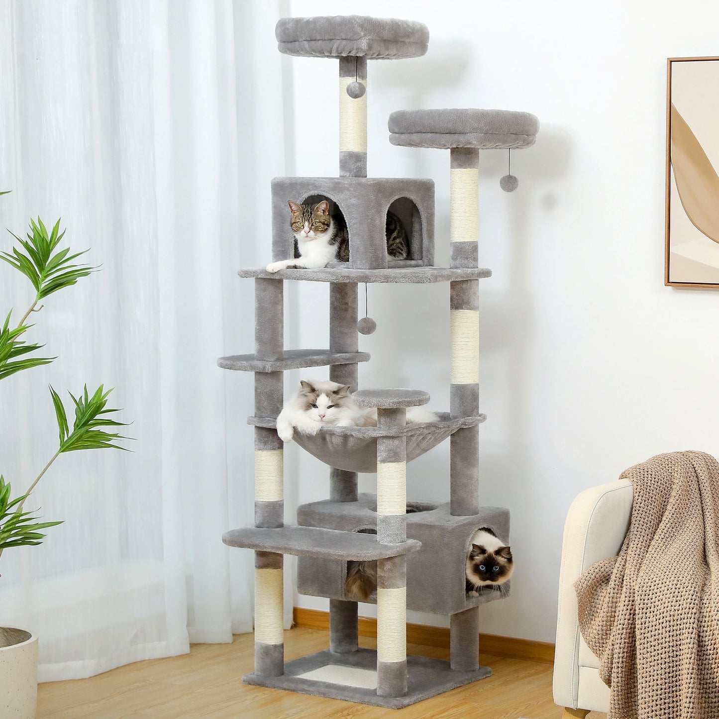 PEQULTICN Multi Level Cat Tree Tower With Scratching Posts