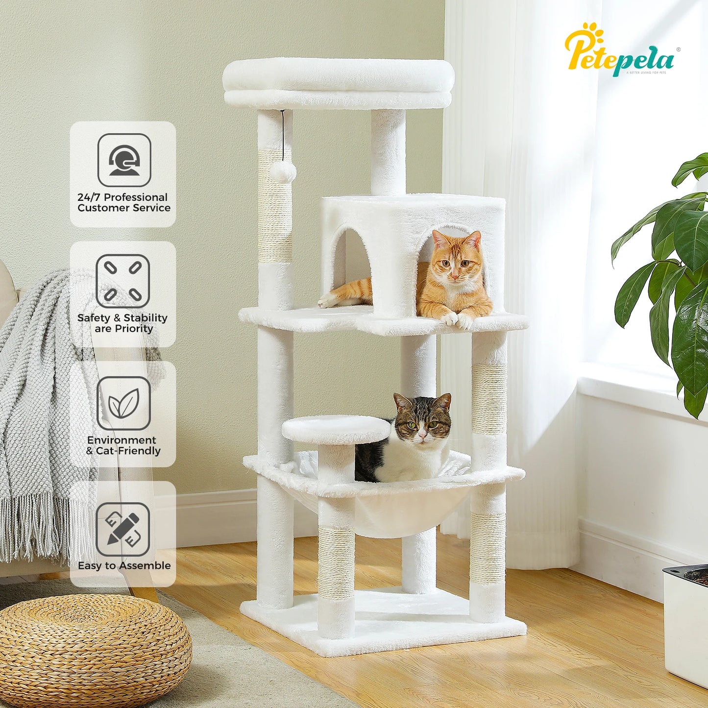 PETEPELACN Cat Tree Indoor Five Level Large Cat Tower