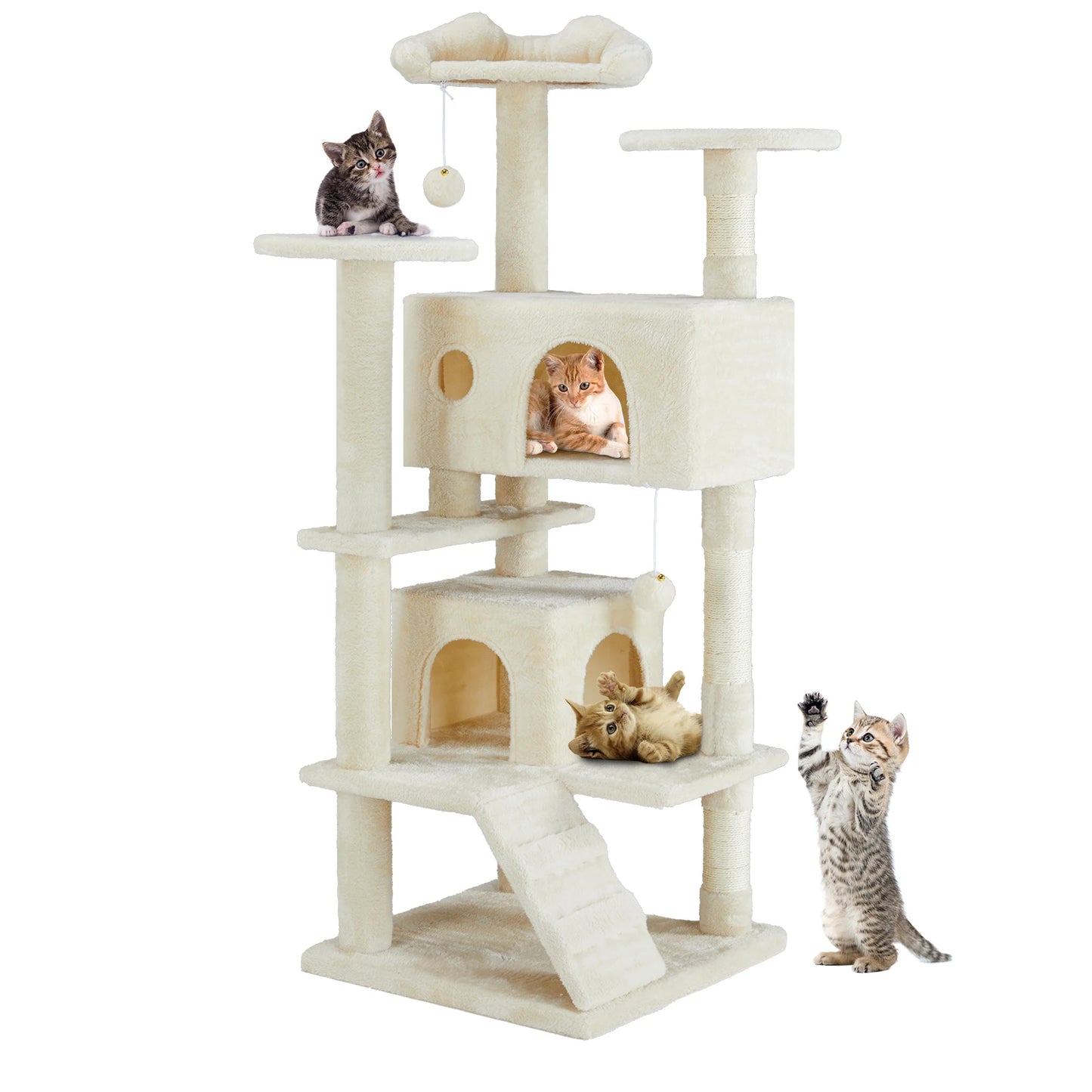JHK Four Tier Cat Tree With Sisal Scratching Post Home