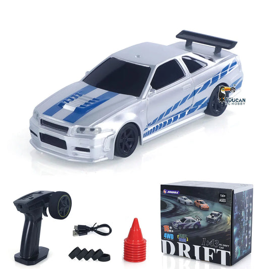 US Stock RC Drift Car 1/43 RTR Race 4WD Gyro Four-wheel Drive Radio Control High Speed Model 2.4G Racing Drifting Cars Toy Model