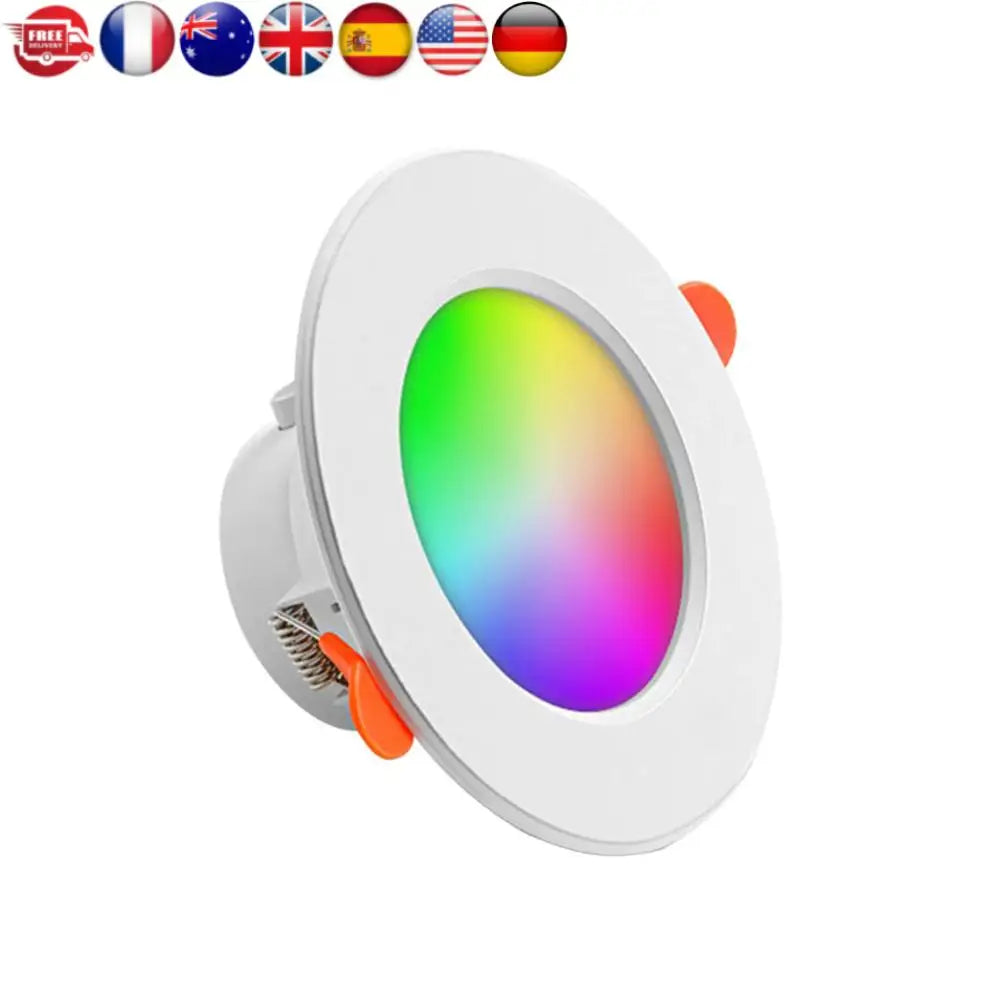 10W RGB Smart Spotlight Bluetooth-Compatible Recessed Ceiling Lamp Dimmable Recessed Down Light 2700K-6500K for Home Lighting
