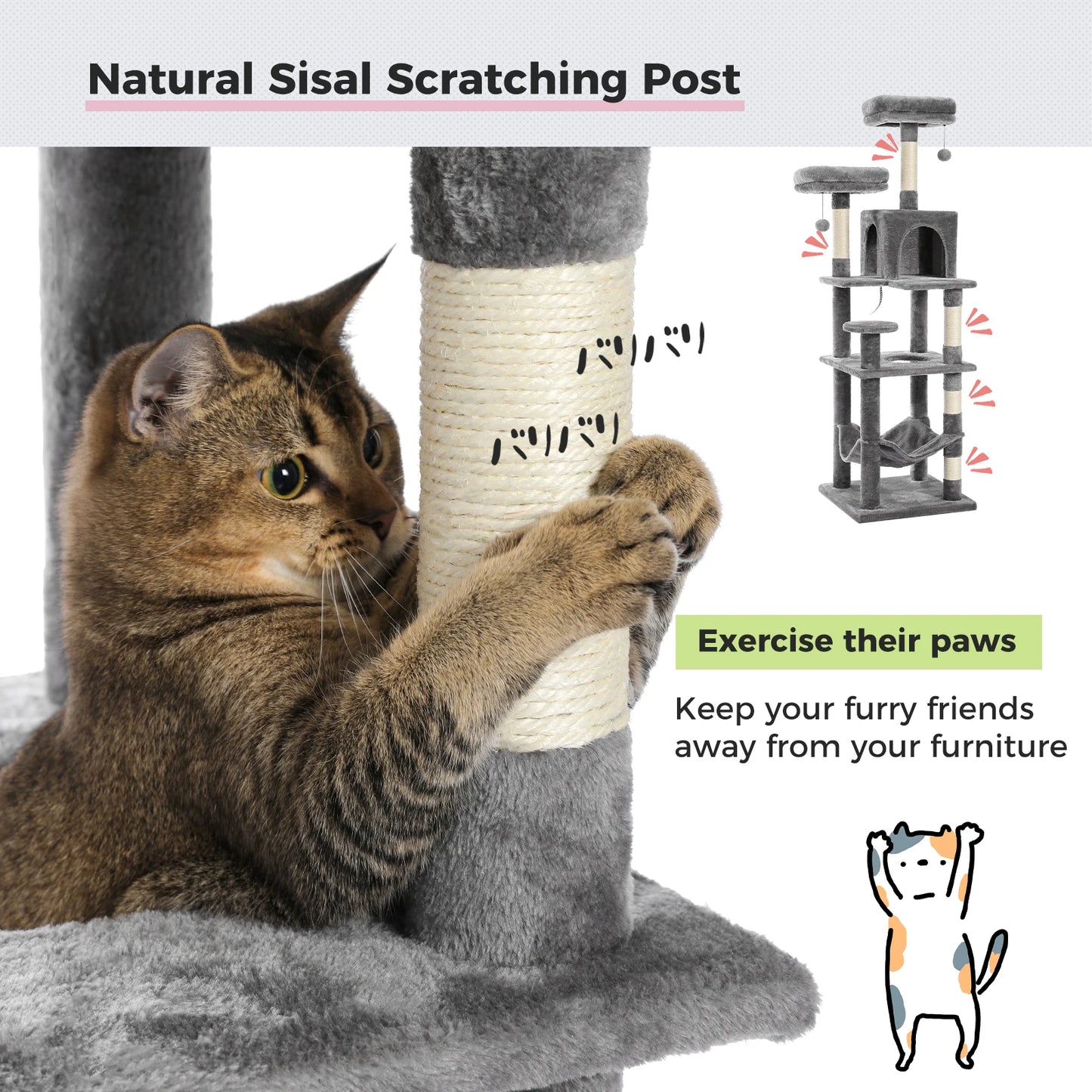 PEQULTICN Multi Level Cat Tree With Scratching Posts