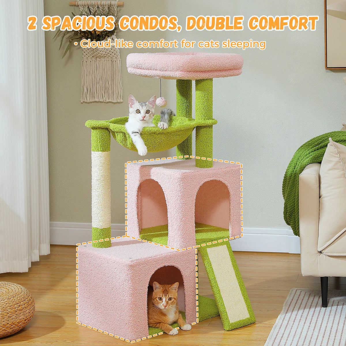 Large Cat Tree for Indoor Cats Multi-Level Cat Tower with Spacious Condos Sisal Scratching Pad Kitten House Accessories Cat Toys