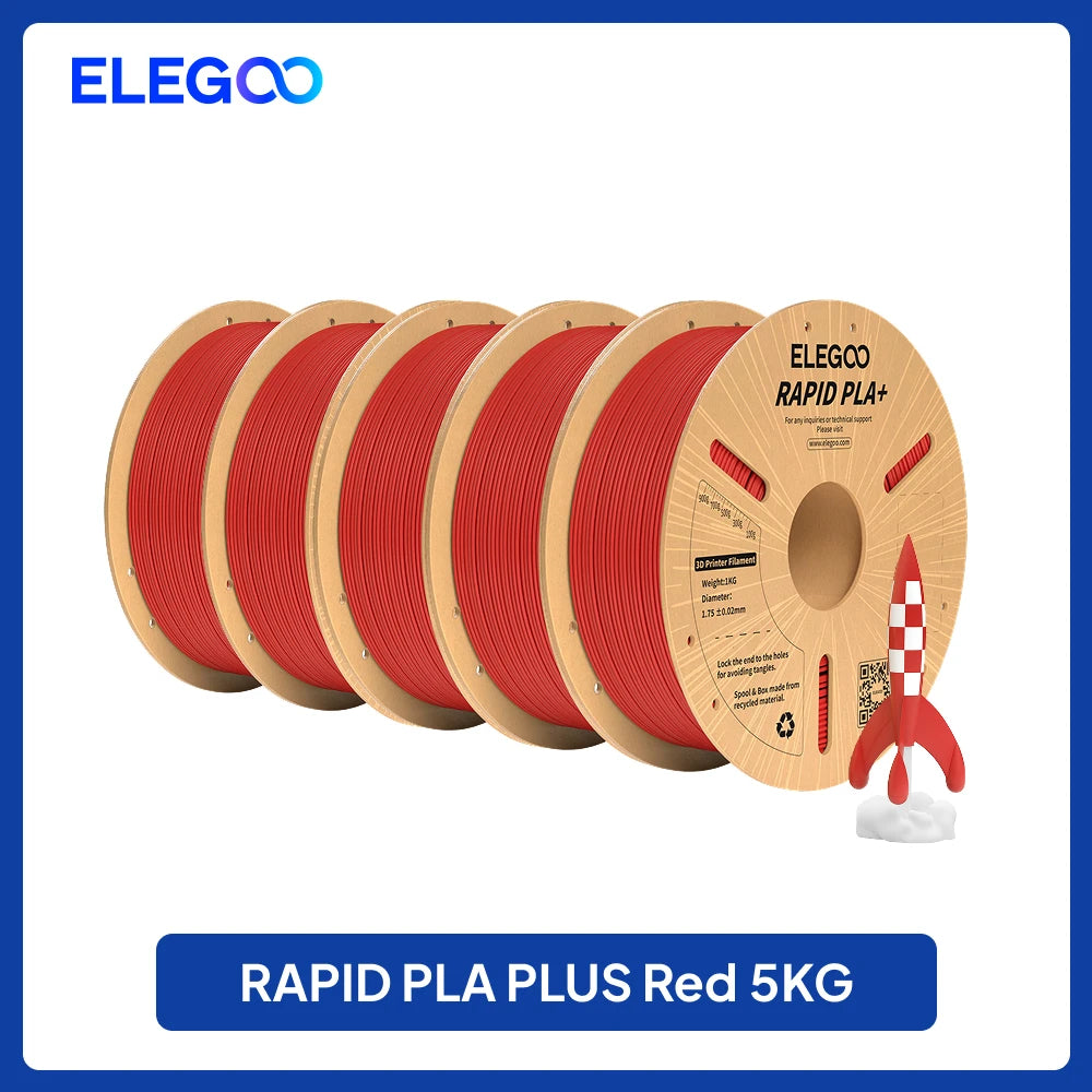 ELEGOO Rapid PLA Plus Filament 1.75mm, 3D Printer Filament for 30-600 MM/s High Speed Printing, 4 Pack 1kg Spool(2.2lbs)