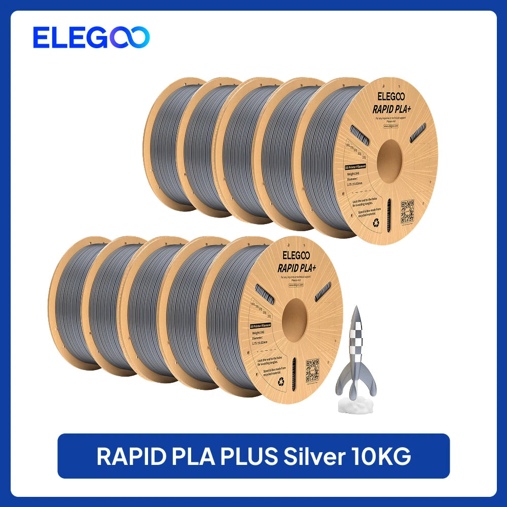 ELEGOO Rapid PLA Plus Filament 1.75mm, 3D Printer Filament for 30-600 MM/s High Speed Printing, 4 Pack 1kg Spool(2.2lbs)