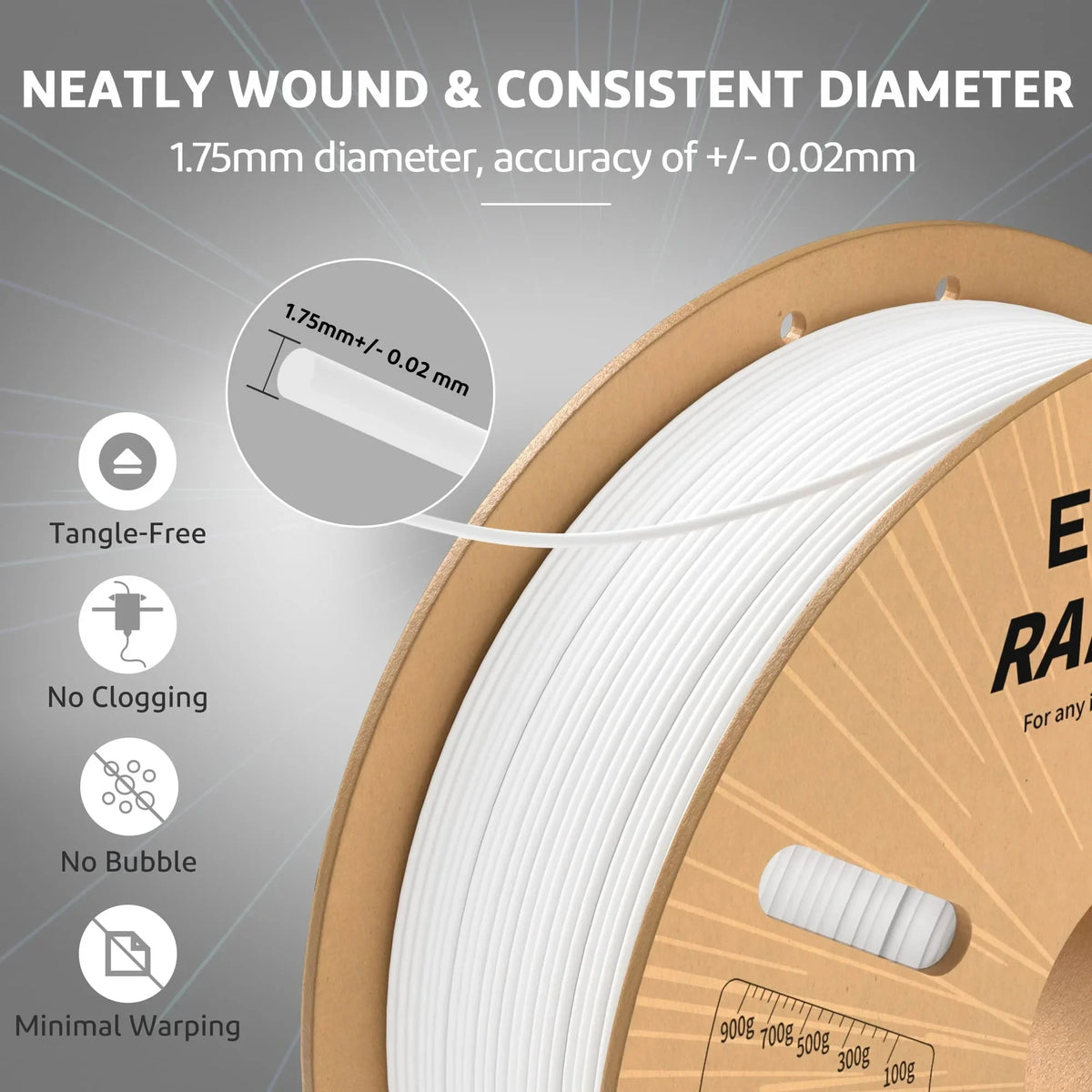 ELEGOO Rapid PLA Plus Filament 1.75mm, 3D Printer Filament for 30-600 MM/s High Speed Printing, 4 Pack 1kg Spool(2.2lbs)