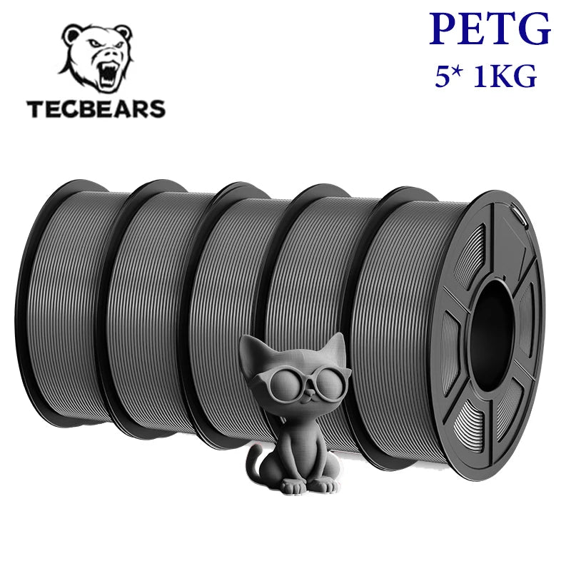 TECBEARS 3D Filament PLA/PETG/High Speed matte petg /abs/silk/HSMPLA/PLA Plus/pla 5kg 1.75mm 3D Printer Filament for 3D Printer