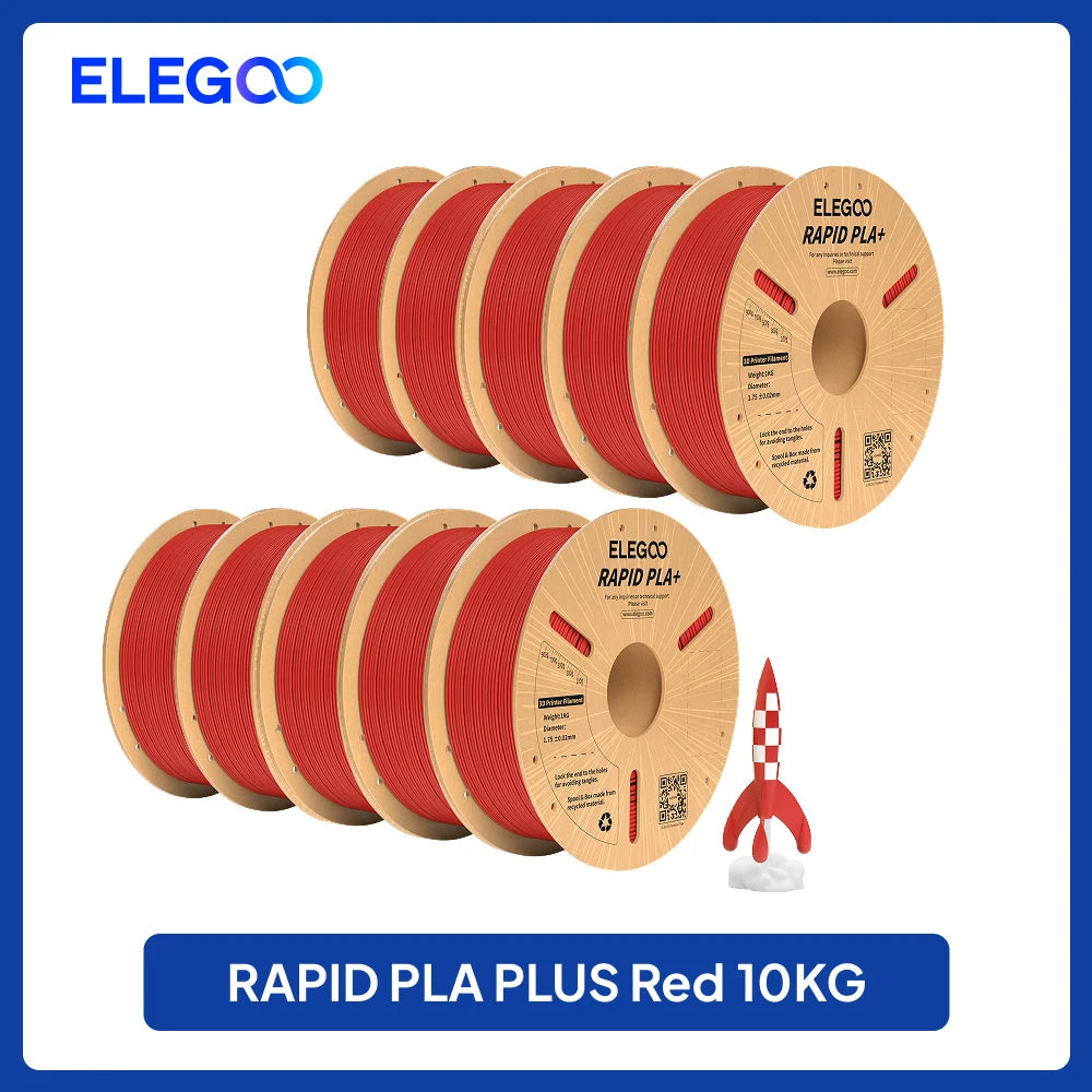 ELEGOO Rapid PLA Plus Filament 1.75mm, 3D Printer Filament for 30-600 MM/s High Speed Printing, 4 Pack 1kg Spool(2.2lbs)