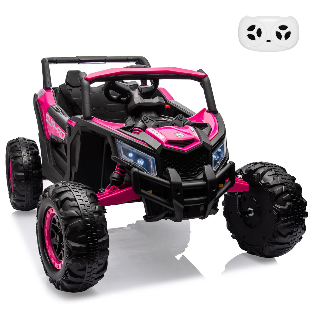 24V Kids Ride On UTV Car With Remote Control, Dual Motors, EVA Tires, Spring Suspension, LED Lights, USB Music, 2 Seat Electric Toy