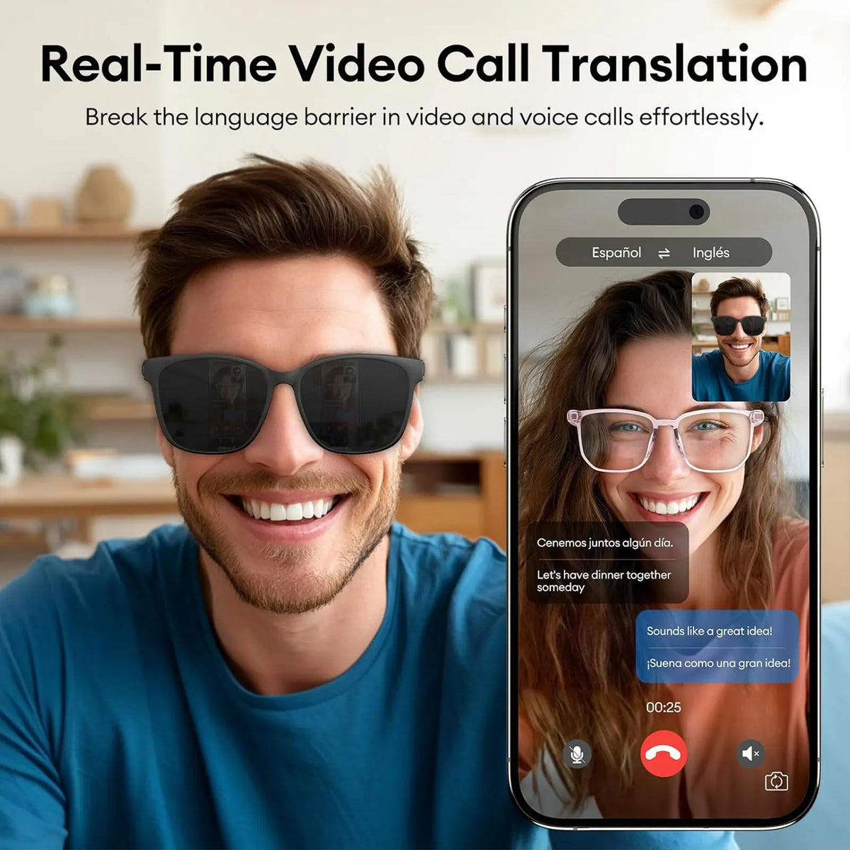 Giinova Smart AI Translation Glasses With Adaptive Photochromic Lenses